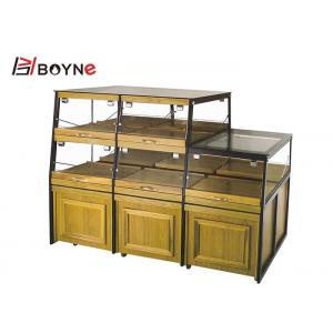 Two Side Opened Bakery Pastry Display Case Wooden Base Cabinet