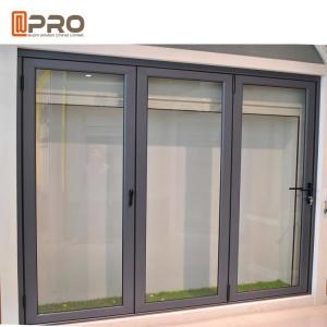 China Black powder coating commercial aluminum folding door with ready mold folding panel doors room doors folding sliding doo supplier