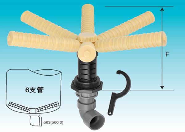 Hub and lateral for FRP Pressure Tanks Bottom mount 6 laterals control valves 4