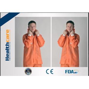 Orange PP/SMS Disposable Protective Coveralls With Elastic Cuff Wrists And Ankles