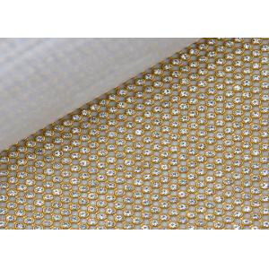 China 4MM Metallic Sequin Mesh Fabric , Crystal Rhinestone Decoration Metal Flake Fabric supplier