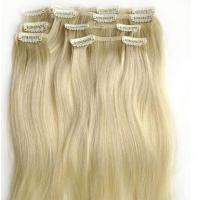 China Yellow Virgin Human Hair Extensions clip in , Elegant Virgin Russian Hair Wefts on sale