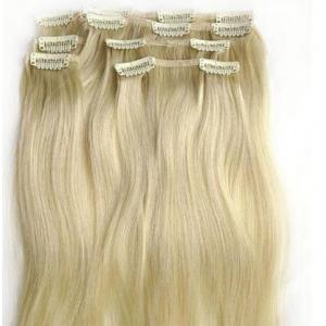Yellow Virgin Human Hair Extensions clip in , Elegant Virgin Russian Hair Wefts