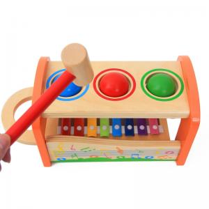 Wooden Cartoon Rainbow Percussion Table For Children Early Education