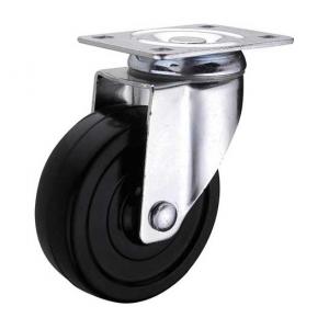 China medium duty 4 swivel black rubber caster,  soft rubber castor swivel supplier