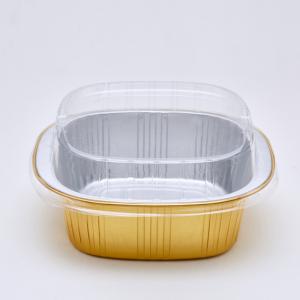 325ml Foil Food Container Aluminum Foil Baking Cups With Lids Square