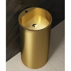 Brushed Finish Pedestal Bathroom Sink , Freestanding Wash Basin SUS304 Material