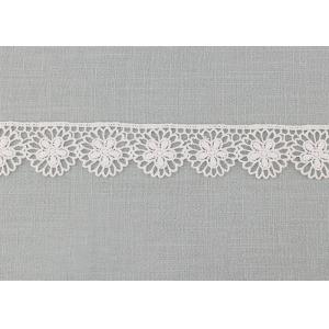 Floral Venice Lace Trims , Vintage White Embroidered Lace Trim For Bridal Dresses