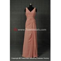 China NEW!! V neck sheath Bridesmaid dress with Lace up back Backless evening gown #AS1152 on sale