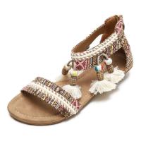 China BS112 Bohemian Wedge Sandals Women 2021 Summer Ethnic Open-Toed Hanging Beads Travel Roman Sandals Chinese Sandals Brand on sale