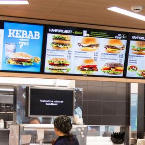 43" Custom Indoor Digital Menu Boards Display FHD Lcd Restaurant Food