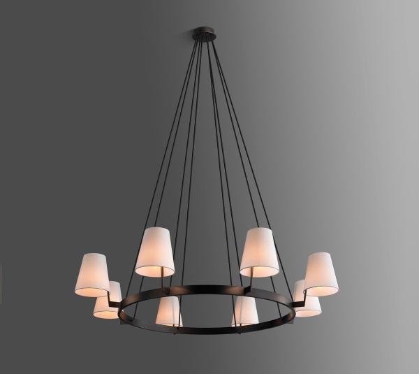 Corniche Modern Brass Circular Chandelier with Adjustable Height for Indoor Rooms