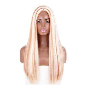 Virgin Front Lace Wig Medium Length Straight Wig Two Color Lace Synthetic Fiber Wig