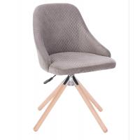 China Square Velvet Grey Upholstered Office Chair With Wooden Swivel Leg on sale
