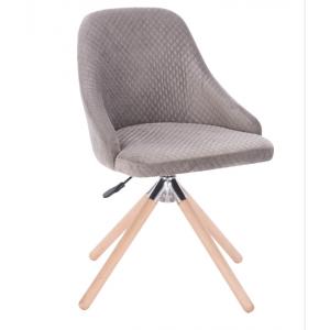 China Square Velvet Grey Upholstered Office Chair With Wooden Swivel Leg supplier