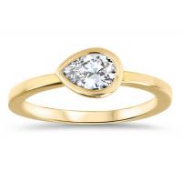 China 0.77ct Yellow Gold Wedding Ring , ODM Bezel Set Engagement Ring for Lady on sale