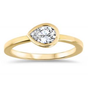 0.77ct Yellow Gold Wedding Ring , ODM Bezel Set Engagement Ring for Lady