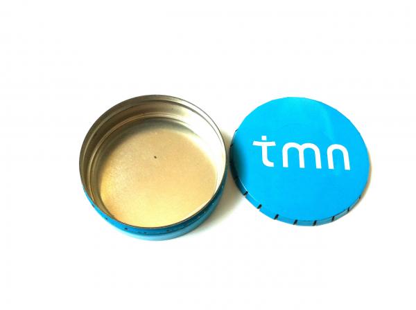 Blue Metal Food Grade Tin Containers , Click Clark Metal Box For Mints Packaging