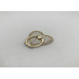 China Stylish Artificial Diamond Embedded Metal Finger Ring Holder Bracket Buckle Universal Heart Shape supplier