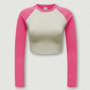                  American Retro Multi-Color Long Sleeve Short Women&prime;s T-Shirt Manufacturers Wholesale Support Set Logo             