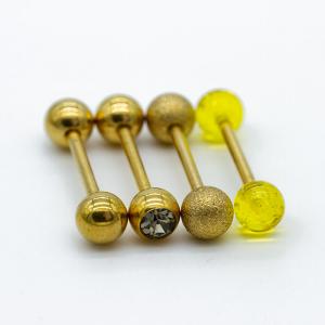 Acrylic Beads 4pcs Per Set Tongue Ring Piercing Jewelry 16mm 14G Golden Moon