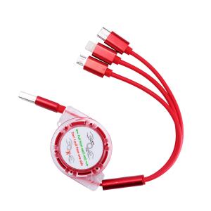 China 2.4A 3ft 3 em 1 Pin do Tpe 8 da tomada do cabo retrátil do Usb multi para o telefone celular supplier