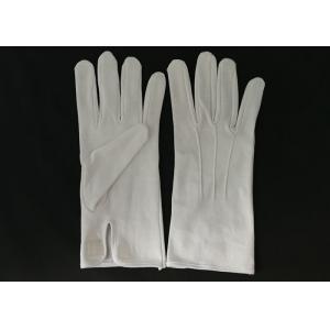 Disposable White Cotton Parade Gloves , White Ceremonial Gloves Magic Sticker On Wrist