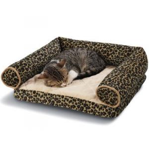 China Leopard Print Memory Foam Bolster Dog Bed Suede Fabric Cover Non - Slip Bottom supplier