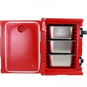 Nylon Handles Insulated Food Pan Carrier With Four Wheels At Bottom