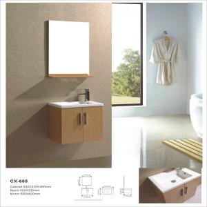 Simple Wall Mounted Bathroom Vanity Cabinets , PVC Bathroom Vanity with Mirror