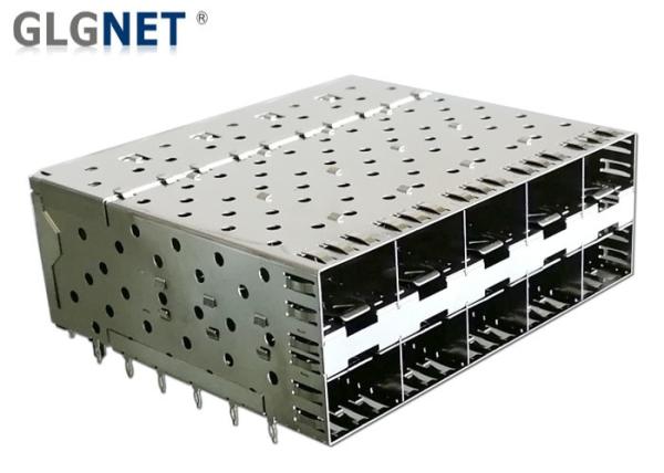 SFP Cage Connector 2 x 5 Stacked SFP Cage with Integrated Interface Connector with EMI Finger Spring