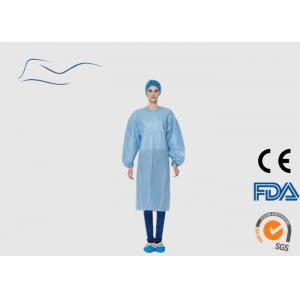 China SMS Material Blue Surgical Gown , Neck / Waist Ties Type Blue Surgical Gown supplier