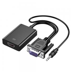 1.5W VGA To HDMI Converter With Audio Cable Laptop Connected To Monitor