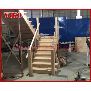 Solid Wood  Staircase VK65S  Wooden Handrail Tread Beech ,Railing tempered glass, Handrail b eech Stringer,carbon