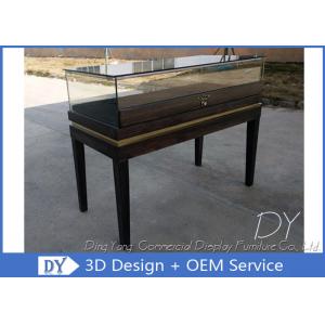 China Black Wooden Custom Glass Display Cases , Exhibition Display Counter‎ supplier