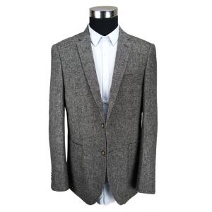 Wool Blend Slim Fit Tailored Suit Blazer Warm Grey Wool Polyester
