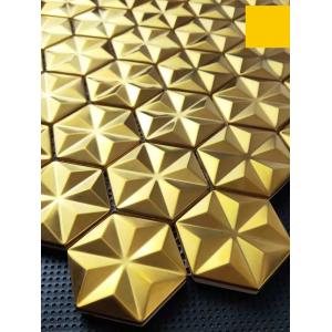 China Hexagonal Gold Metal Mosaic Brick House Bathroom Wall Sticker Background Wall supplier