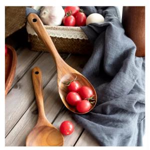 8Pcs Nonstick Teak Wood Spoons Spatula With Holder Wooden Kitchen Utensil Set