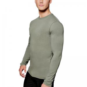 China Custom Logo Blank Plain Cotton Spandex Long Sleeve Muscle Slim Fit Men T Shirts supplier