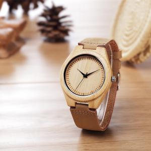 China Classical Wood Dial Retro Wood Leather Watch With Quartz Movement supplier
