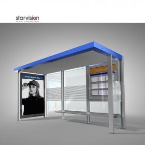 Led Illuminated IP65 Solar Powered Bus Shelter / Outdoor Bus Shelter For City