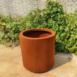 100mm Rust Metal Garden Pots Corten Steel Outdoor Round Planter Flower Pot