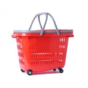 Storage Rolling Shopping Plastic Trolley Baskets With Wheels And Handles