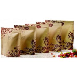 100% Food Grade Customized Recyclable Eco Zipper Eight Side Sealed Biodegradable Paper Bag For Food Packing, Brown kraft