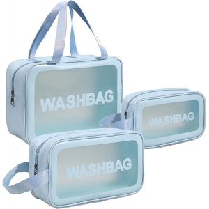 Clear Toiletry Bag 3 PCS Makeup Cosmetic Transparent Travel Wash Bag For Women