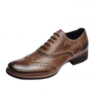 Soft Men'S Casual Shoes Normal Size Brown Leather Brogue Sneakers