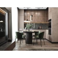 China Fitted Pinkish Brown PET Kitchen Cabinets Modern Bespoke Kitchen Cabinets on sale