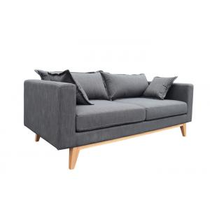 Fabric sofa wooden base timber plinth throw pillows pure foam seat cushons