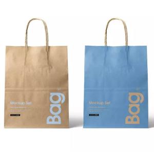 Flexible Recyclable Paper Gift Bags Recyclable Kraft Bag For Gift Shop
