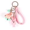 Custom Soft PVC Rubber Figure Miniature Key Ring  Soft PVC Pendant Attached To Metal Key Chain And Braided Leather Strap